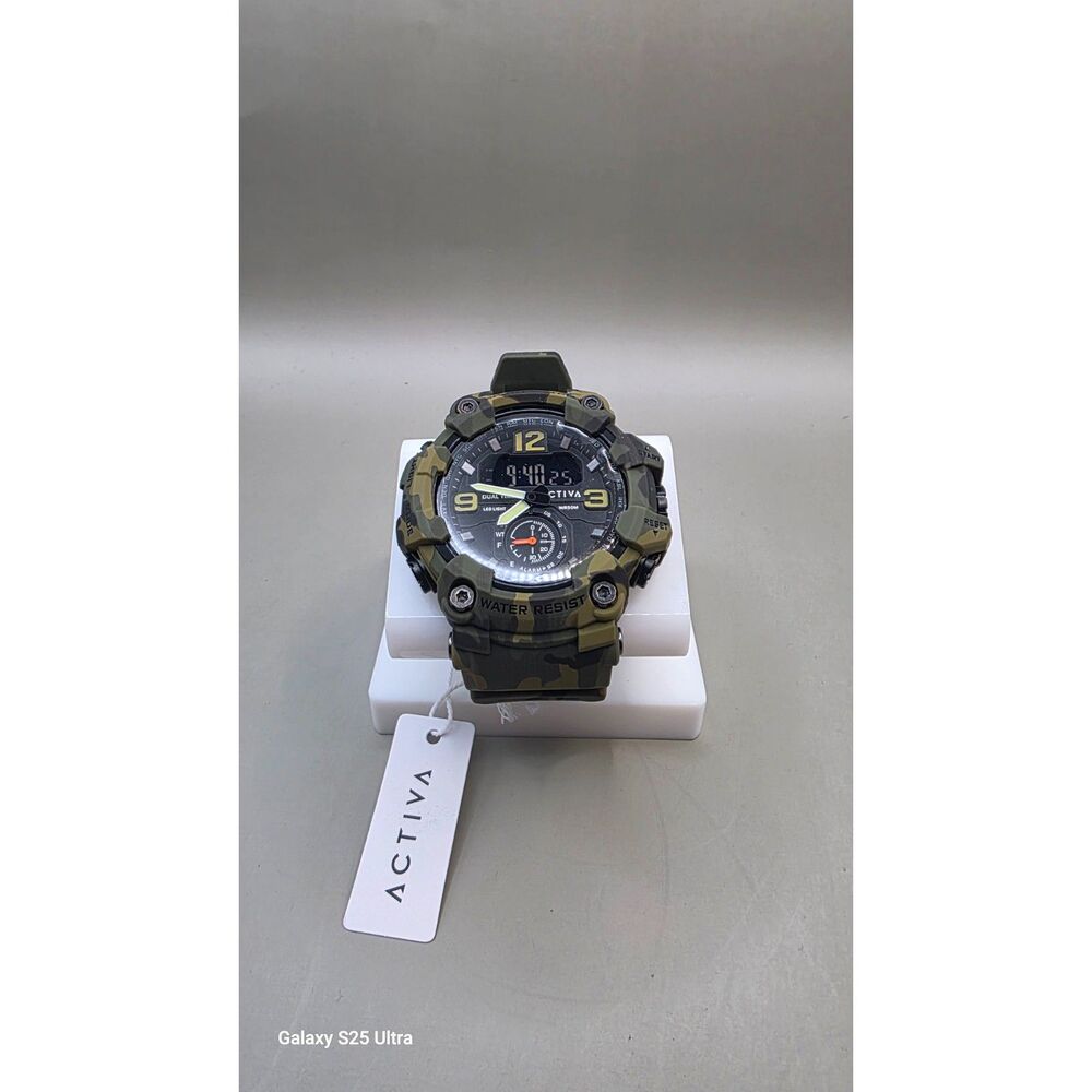 Activa by Invicta Black Ops Dual Time 52mm Men's Watch Green Camo Digital/Analog